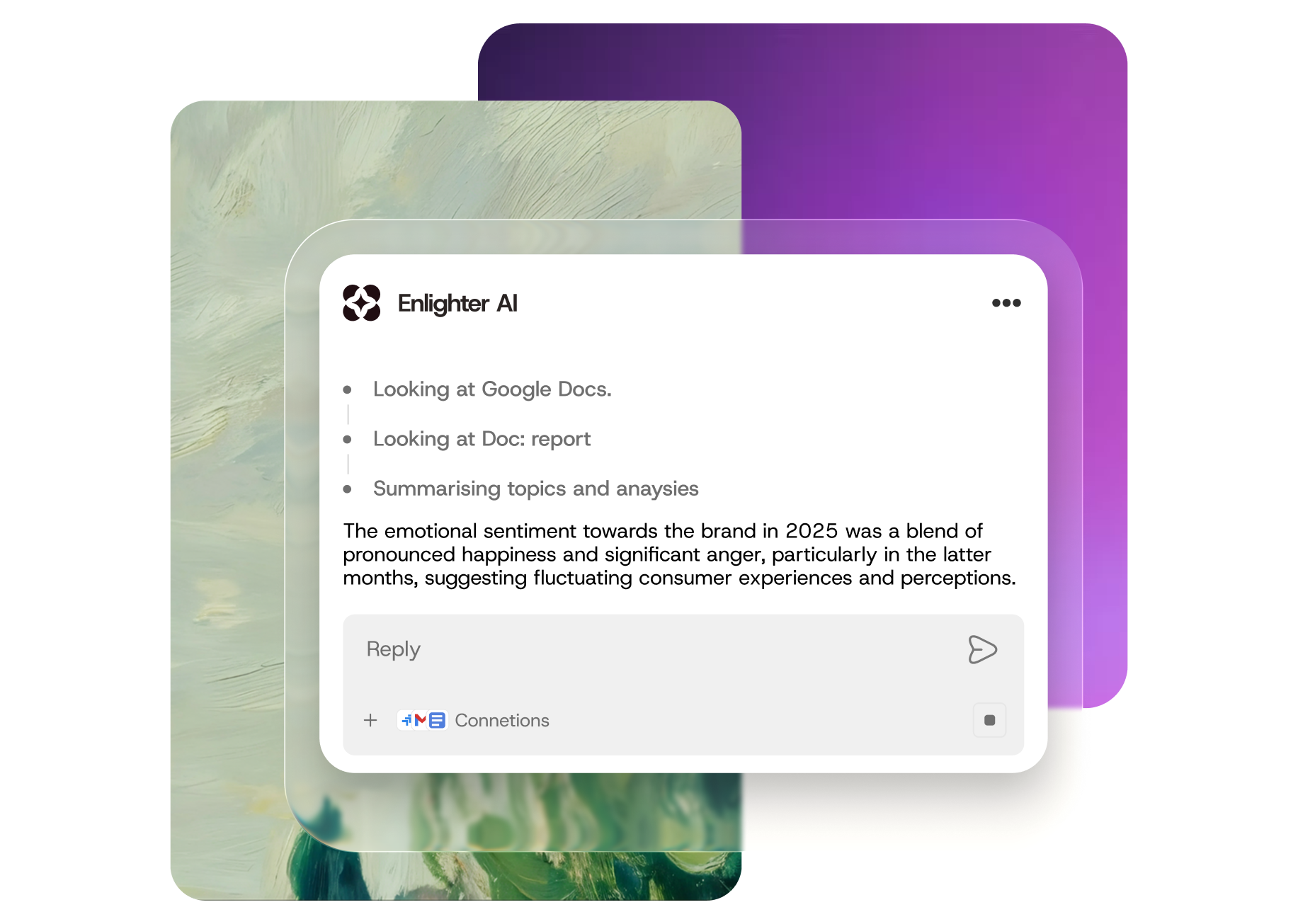 Four-step flow showing Enlighter AI interface